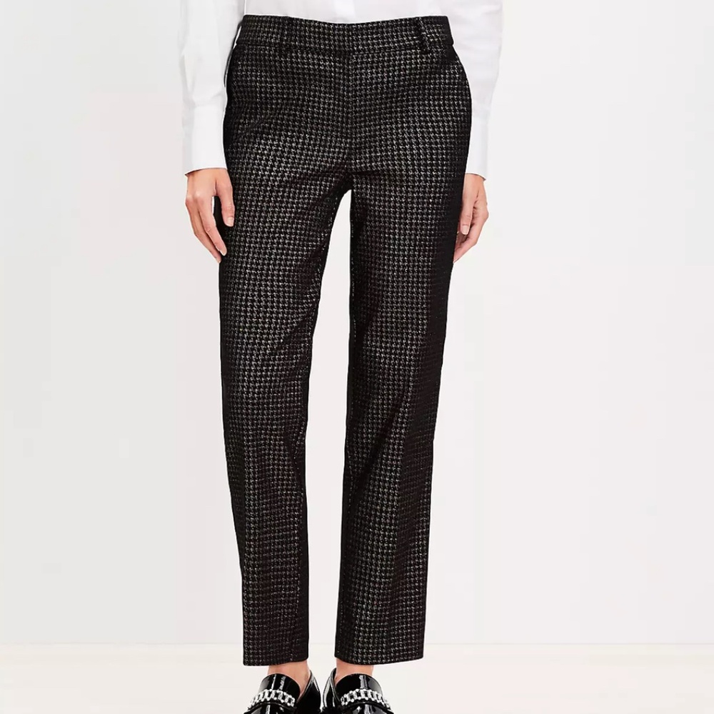 Loft Houndstooth Black White Grey Check Perfect Straight Curvy Size 8
